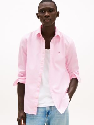 chemise ajustée th flex pink pour hommes tommy hilfiger