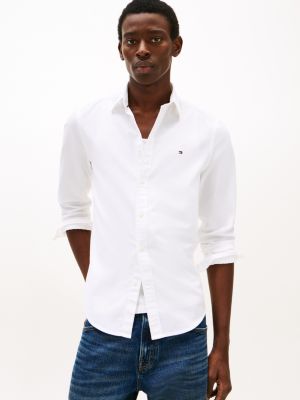 chemise ajustée th flex white pour hommes tommy hilfiger