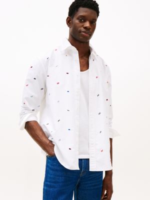 chemise décontractée en coton à drapeau multi pour hommes tommy hilfiger