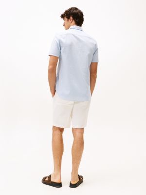 chemise coupe standard en seersucker bleu pour hommes tommy hilfiger