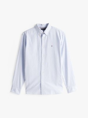 blau regular fit seersucker-hemd für herren - tommy hilfiger