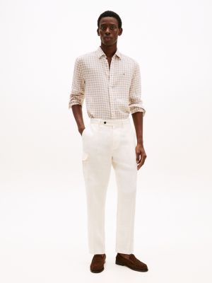 camicia regular fit in lino a quadretti vichy multicolore da uomini tommy hilfiger