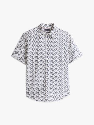 grau flex popeline-hemd mit tropischem print für herren - tommy hilfiger