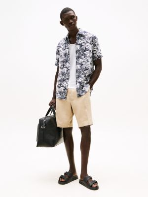 multi tropical print pure linen shirt for men tommy hilfiger