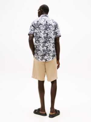 multi tropical print pure linen shirt for men tommy hilfiger