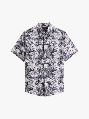 multi tropical print pure linen shirt for men tommy hilfiger