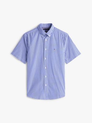 multi th flex micro check poplin shirt for men tommy hilfiger