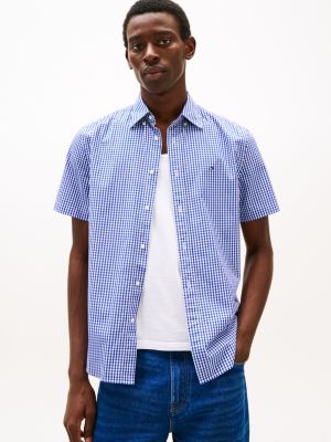 multi th flex micro check poplin shirt for men tommy hilfiger