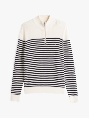 multi textured quarter-zip jumper for men tommy hilfiger