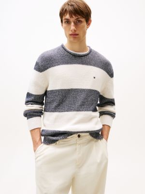 multi rolled collar crew neck jumper for men tommy hilfiger