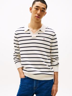 pull à col polo en v multi pour hommes tommy hilfiger