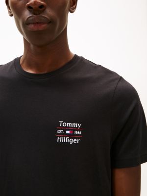 t-shirt con logo nero da uomini tommy hilfiger