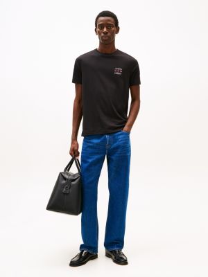 t-shirt con logo nero da uomini tommy hilfiger
