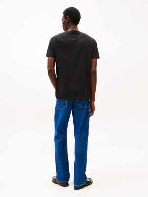 t-shirt con logo nero da uomini tommy hilfiger