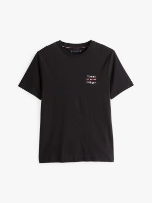 black logo crew neck t-shirt for men tommy hilfiger