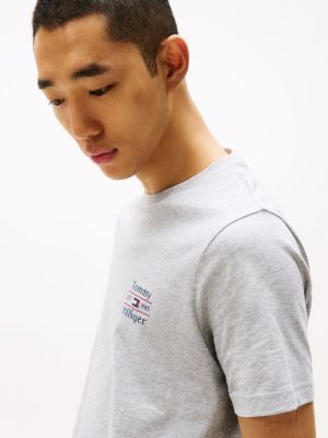 grey logo crew neck t-shirt for men tommy hilfiger