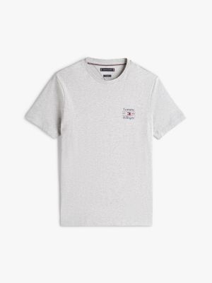 grey logo crew neck t-shirt for men tommy hilfiger