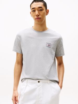 grey logo crew neck t-shirt for men tommy hilfiger