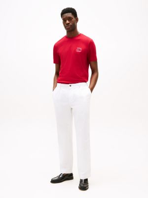 t-shirt con logo rosso da uomini tommy hilfiger
