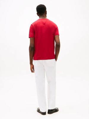 t-shirt con logo rosso da uomini tommy hilfiger