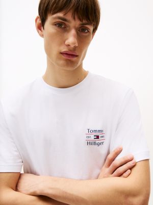 white logo crew neck t-shirt for men tommy hilfiger