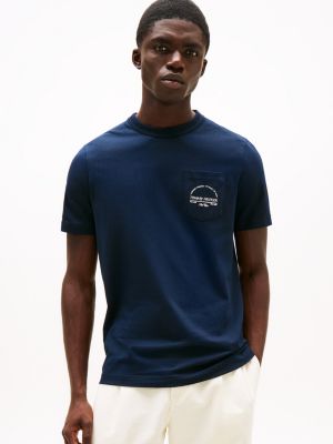 blue t-shirt met borstzak voor heren - tommy hilfiger