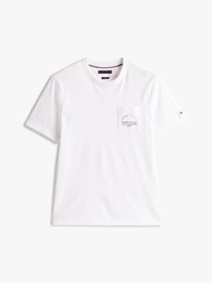 wit t-shirt met borstzak voor heren - tommy hilfiger