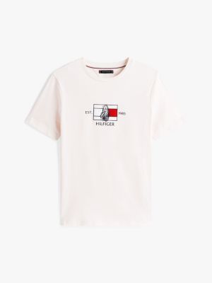 t-shirt con grafica e logo bianco da uomini tommy hilfiger