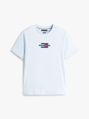 blue flag logo print t-shirt for men tommy hilfiger