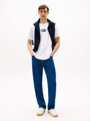 wit t-shirt met print en vlaglogo voor heren - tommy hilfiger