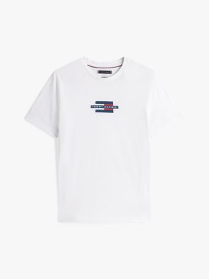 wit t-shirt met print en vlaglogo voor heren - tommy hilfiger