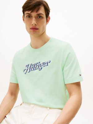 green logo crew neck t-shirt for men tommy hilfiger