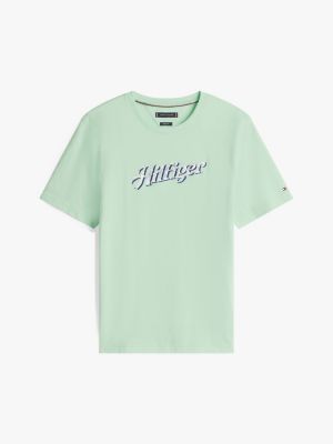 green logo crew neck t-shirt for men tommy hilfiger
