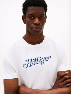 white logo crew neck t-shirt for men tommy hilfiger