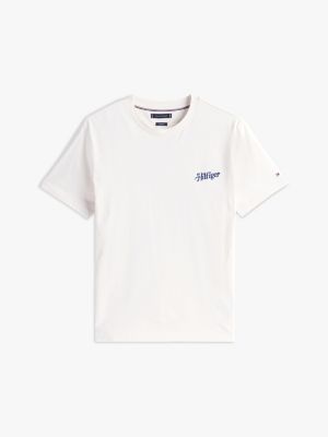 t-shirt décontracté à motif au dos blanc pour hommes tommy hilfiger