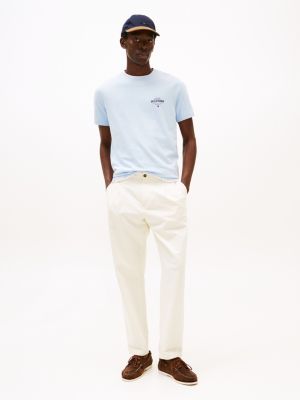 blau rundhals-t-shirt mit logo für herren - tommy hilfiger