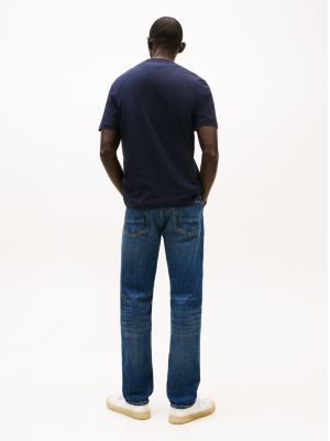 blau rundhals-t-shirt mit logo für herren - tommy hilfiger