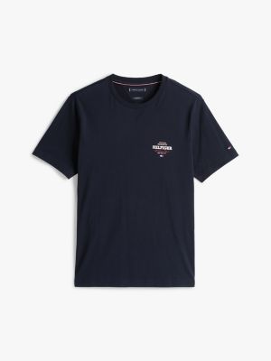 blau rundhals-t-shirt mit logo für herren - tommy hilfiger