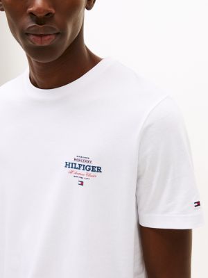 wit t-shirt met ronde hals en logo voor heren - tommy hilfiger