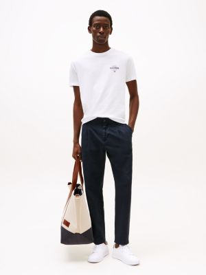 wit t-shirt met ronde hals en logo voor heren - tommy hilfiger