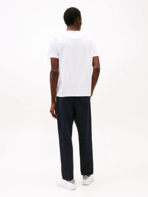 wit t-shirt met ronde hals en logo voor heren - tommy hilfiger