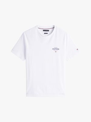 wit t-shirt met ronde hals en logo voor heren - tommy hilfiger