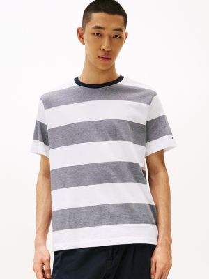 multi stripe crew neck t-shirt for men tommy hilfiger