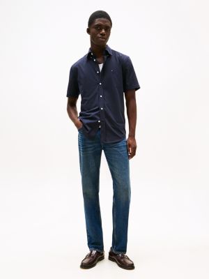 blue performance regular fit short sleeve shirt for men tommy hilfiger