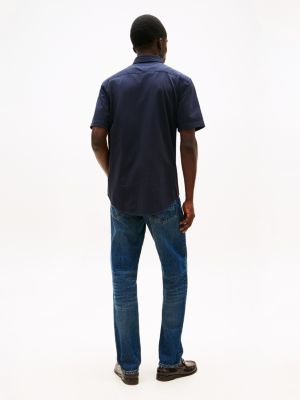 blue performance regular fit short sleeve shirt for men tommy hilfiger