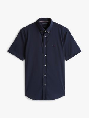 blue performance regular fit short sleeve shirt for men tommy hilfiger