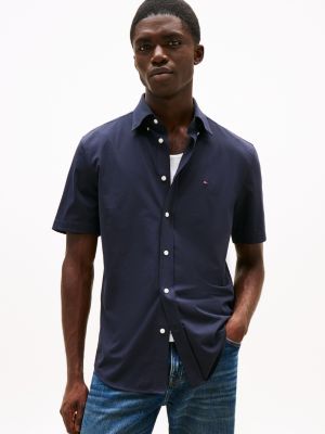 chemise coupe standard performance blue pour hommes tommy hilfiger