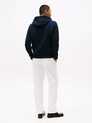 blau hoodie mit flag-stickereien für herren - tommy hilfiger
