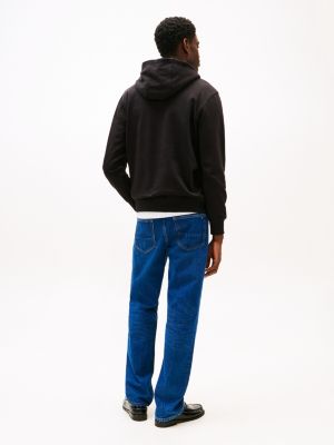 sudadera con capucha y logo negro de hombres tommy hilfiger