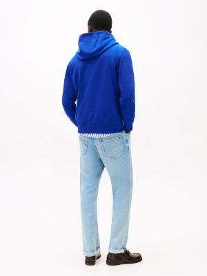 sweat à capuche à cordon de serrage et logo bleu pour hommes tommy hilfiger
